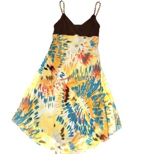 Scarlett dress with plunge neckline. See through Triangle bottom cinch waist